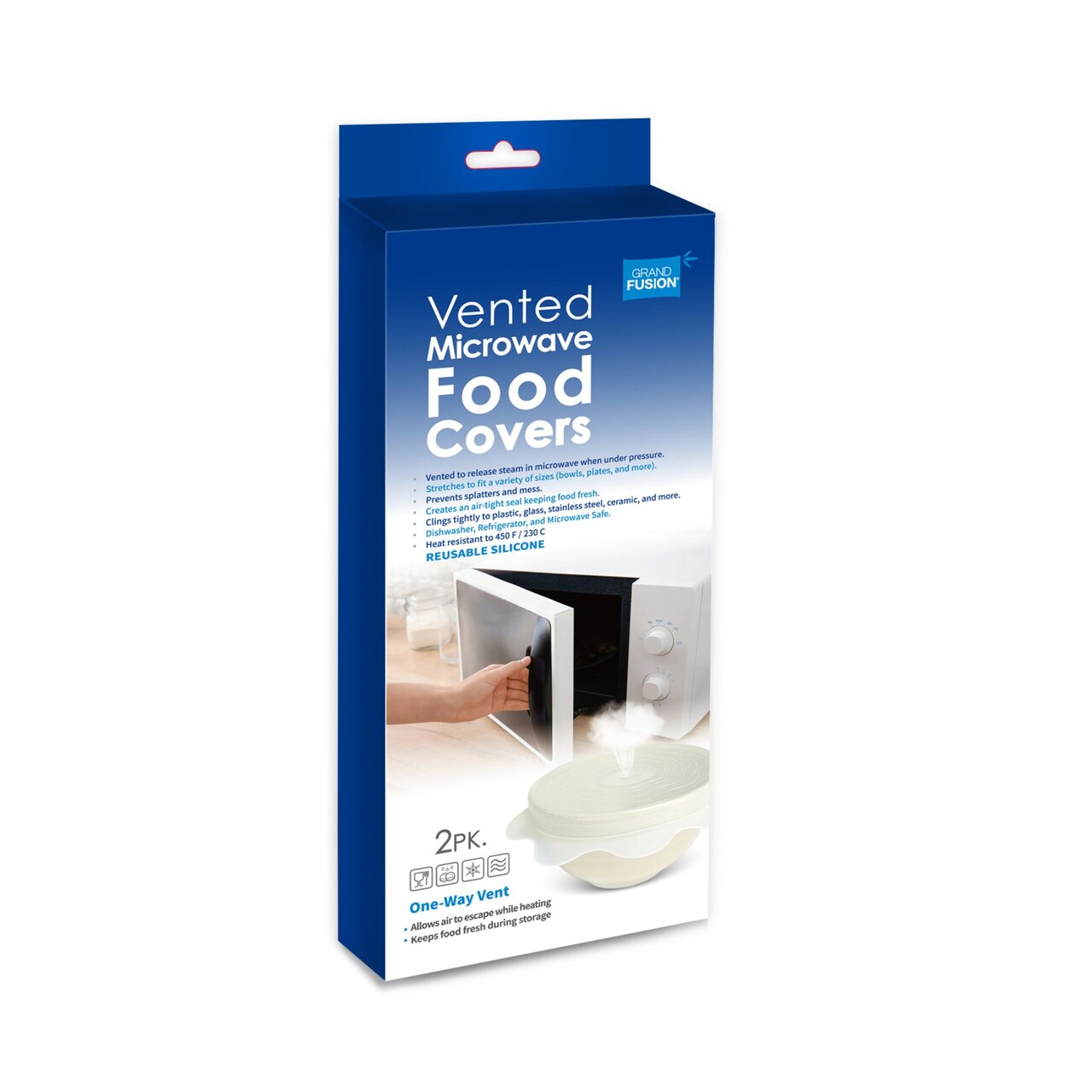 Grand Fusion Housewares Set of 2 Reusable Vented Microwave Food Covers 12" x 5"